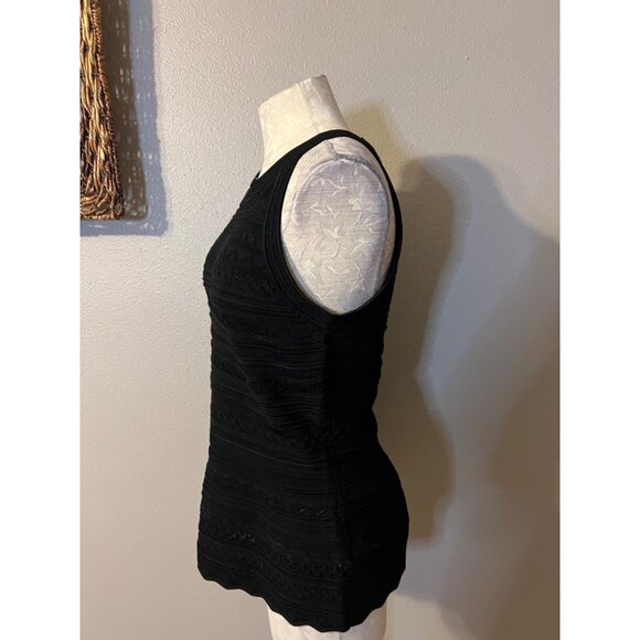 WHBM Top Medium M Washable Stretch Black Textured Sleeveless Washable - Picture 4 of 9
